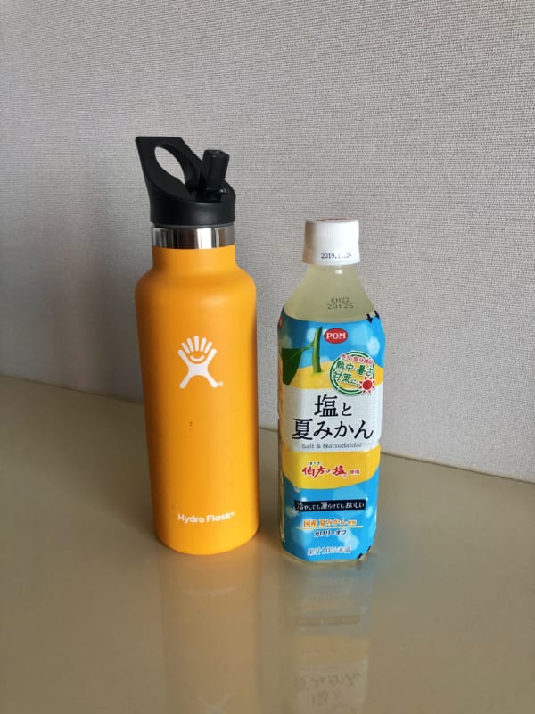 適度な塩分と糖分も摂れるので、ラウンドのお供はポンジュースの塩と夏みかんにすることも。氷とともに水筒に