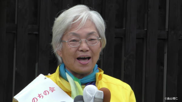 なんと71年ぶりとなる女性候補、かわぶち映子氏。(撮影/畠山理仁)