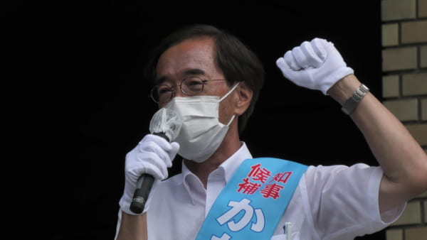 そのダッシュにも注目した金沢候補。(撮影/畠山理仁)