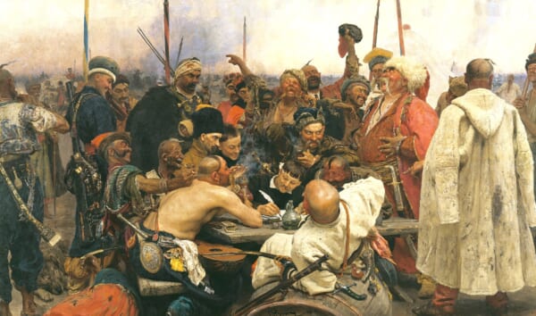 オスマン帝国のスルタンへ手紙を書くザポロージャ・コサック（イリヤ・レービン画/1880年）