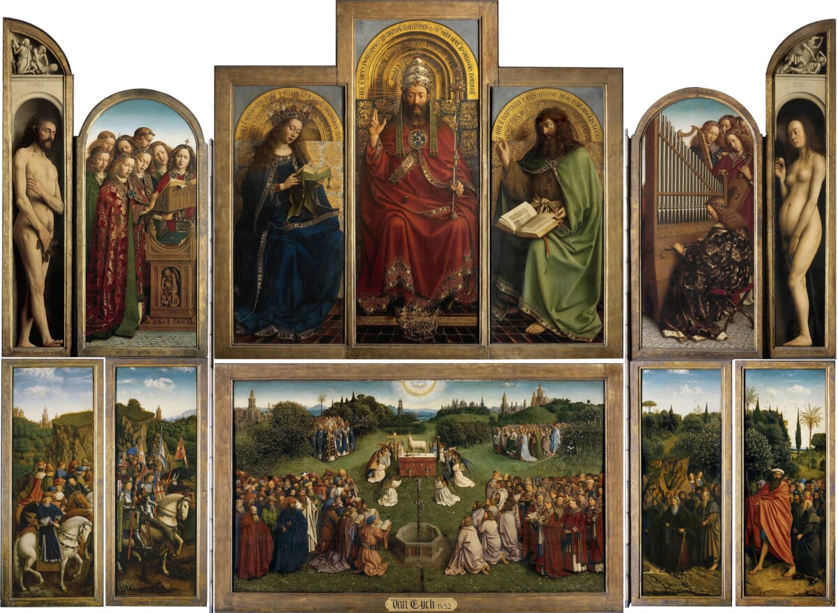 ファン・エイク兄弟＜ヘントの祭壇画＞1432年 ベルギー、ヘント [ヘント・バーフ大聖堂]
