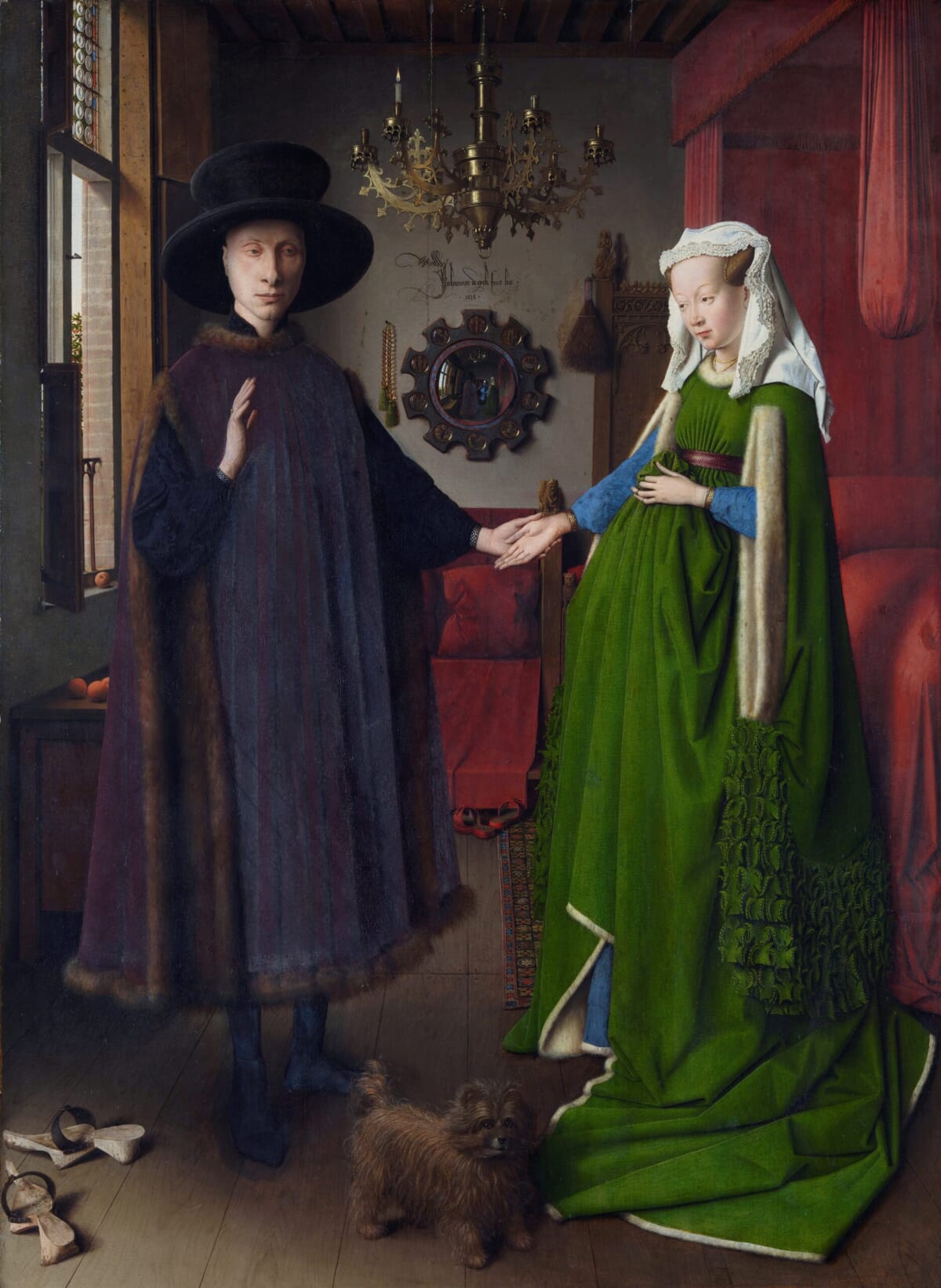 ヤン・ファン・エイク＜アルノルフィーニ夫妻の肖像＞1434年　イギリス、ロンドン [ナショナルギャラリー]