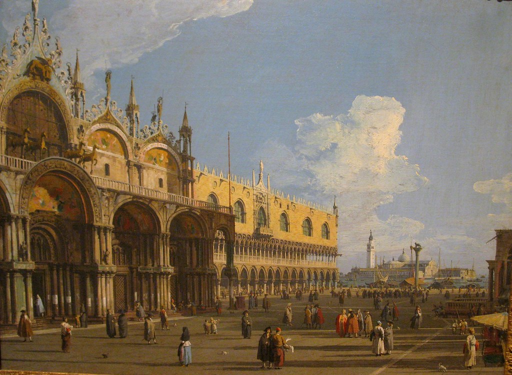 カナレット（イタリア）〈サン・マルコ広場のあるヴェネツィアの眺望〉1735年　アメリカ、カリフォルニア［サン・マリノ、ハンティントン・アート・コレクション］