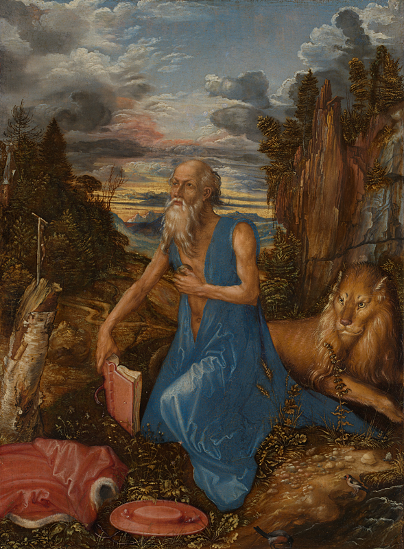 アルブレヒト・デューラー〈荒野の聖ヒエロニムス〉1496年　イギリス、ロンドン、 ナショナル・ギャラリー］