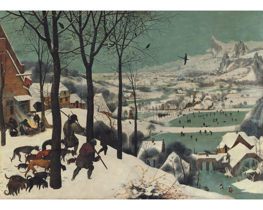 ピーテル・ブリューゲル（父）〈雪中の狩人〉1565年　オーストリア、ウィーン［美術史美術館］