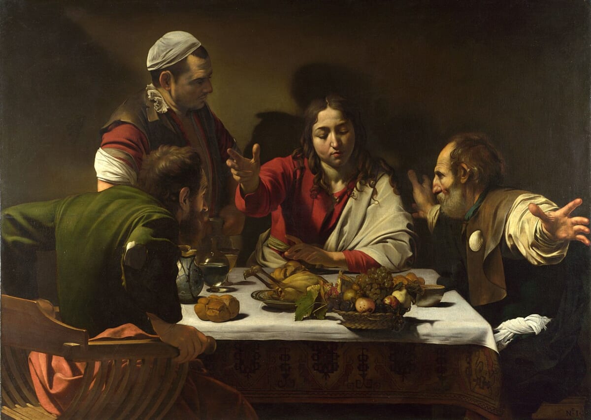 カラヴァッジョ＜エマオの晩餐＞1601年　イギリス、ロンドン［ナショナル・ギャラリー］