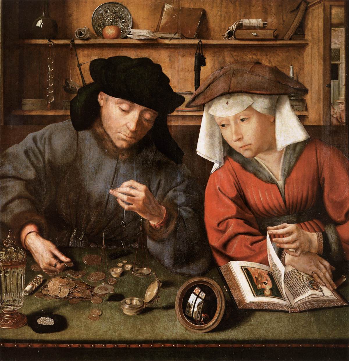 クエンティン・マセイス〈両替商とその妻〉1514年　フランス、パリ［ルーヴル美術館］