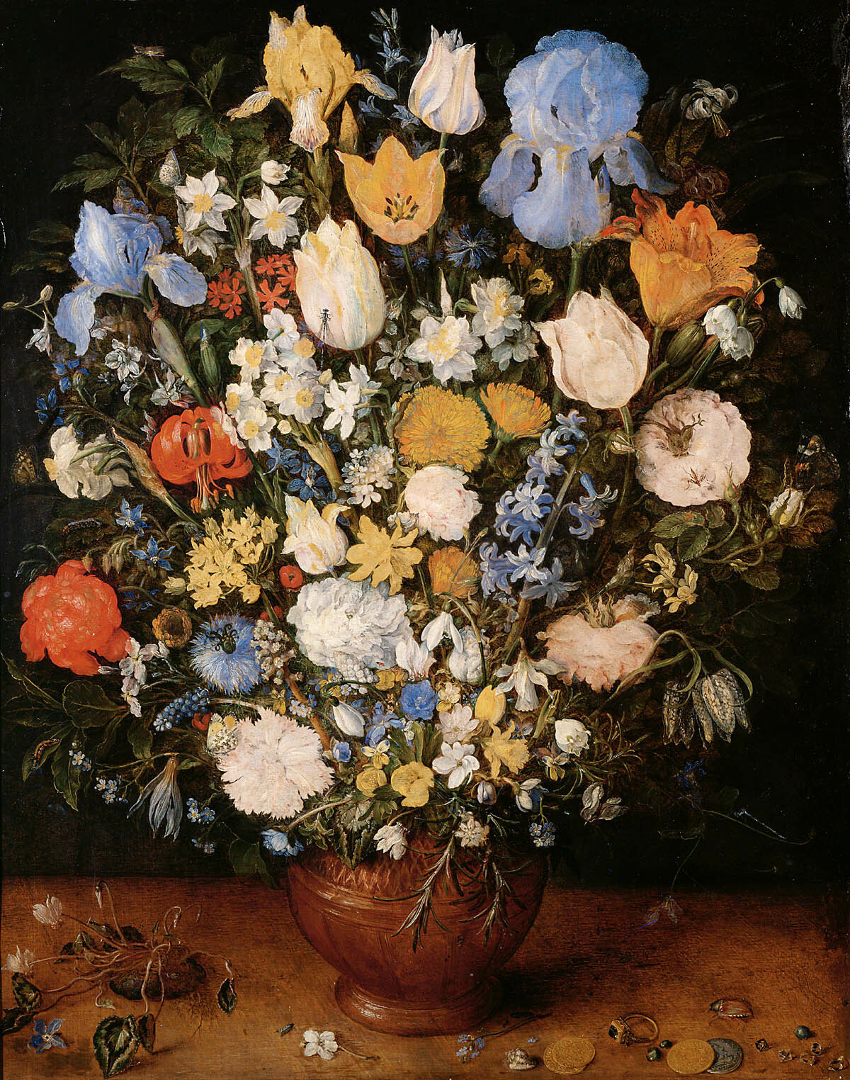 ヤン・ブリューゲル（父）＜青い花瓶の花束＞1608年頃　オーストリア、ウィーン［美術史美術館］