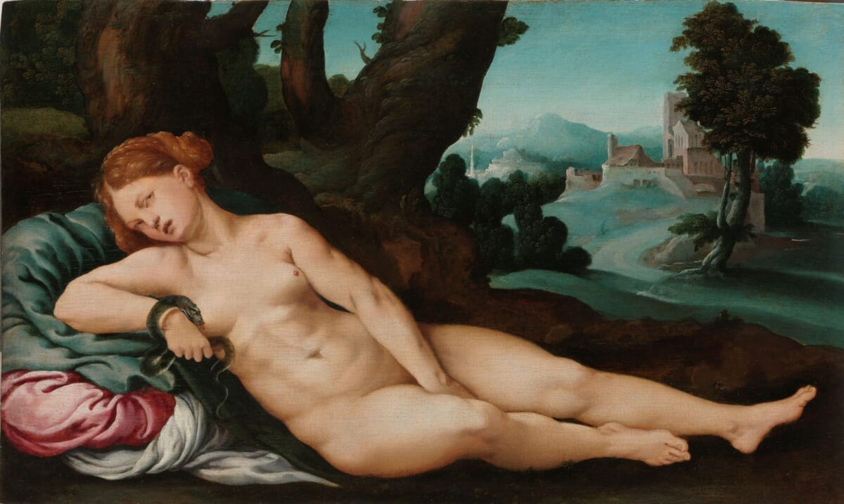 ヤン・ファン・スコーレル〈瀕死のクレオパトラ〉1522年頃　オランダ、アムステルダム〔国立絵画館〕
