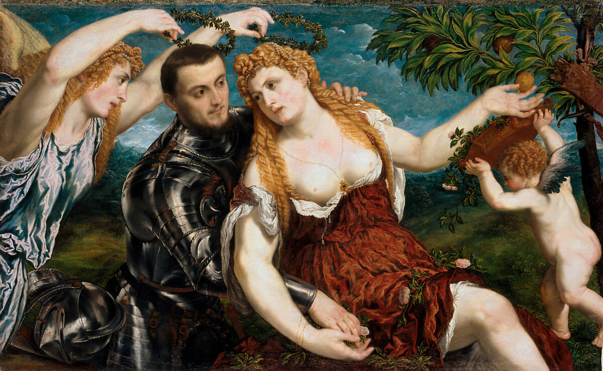 パリス・ボルドーネ 〈ウェヌスとマルス、クピド〉1560年頃　オーストリア、ウィーン〔美術史美術館〕