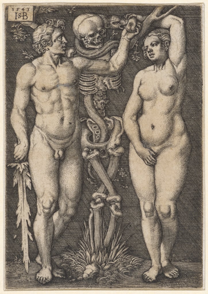 ゼーバルト・ベーハム 〈アダムとエヴァ〉1543年　スイス、バーゼル〔市立美術館、版画素描室〕
