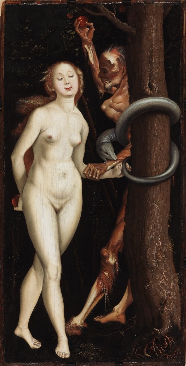 ハンス・バルドゥング・グリーン 〈エヴァ、死、蛇〉1520－30年　カナダ、オタワ〔カナダ・ナショナル・ギャラリー〕