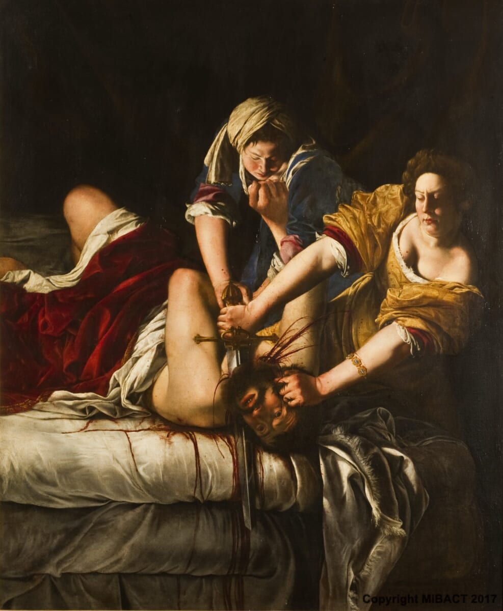 アルテミジア・ジェンティレスキ 〈ホロフェルネスの首を斬るユディト〉1620年頃　イタリア、フィレンツェ〔ウフィッツィ美術館〕