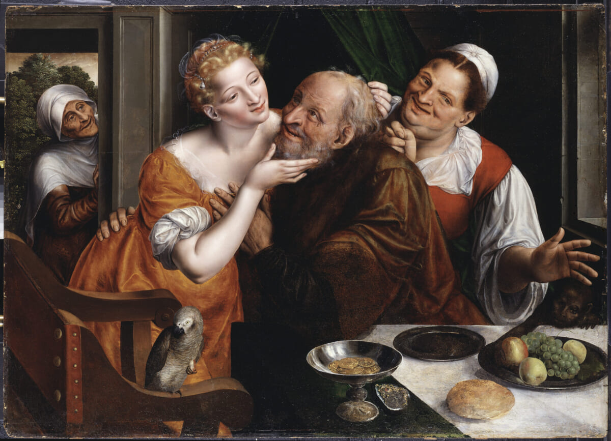 ヤン・マセイス〈不釣り合いなカップル〉1566年　スウェーデン、ストックホルム〔国立美術館〕