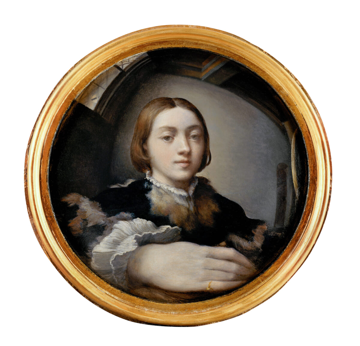 パルミジャニーノ 〈凸面鏡の自画像〉1524年頃 オーストリア、ウィーン［美術史美術館］