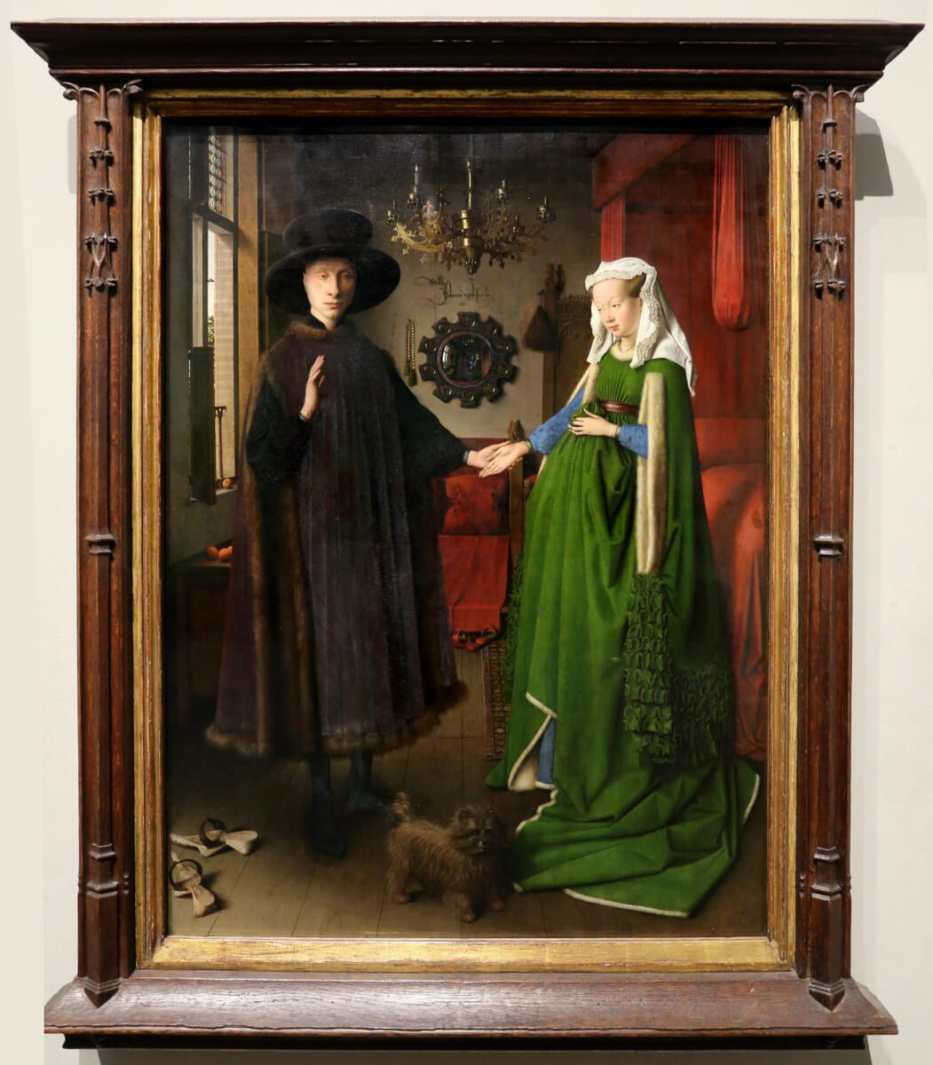 ヤン・ファン・エイク 〈アルノルフィーニ夫妻の肖像〉1434年 イギリス、ロンドン［ナショナル・ギャラリー］