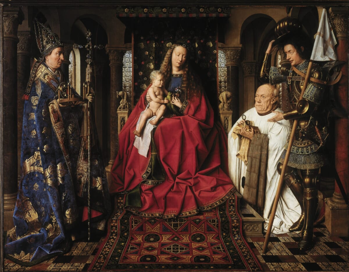 ヤン・ファン・エイク〈ファン・デル・パーレの聖母子〉1434－36年頃 ベルギー、ブルッヘ［グルーニング美術館］