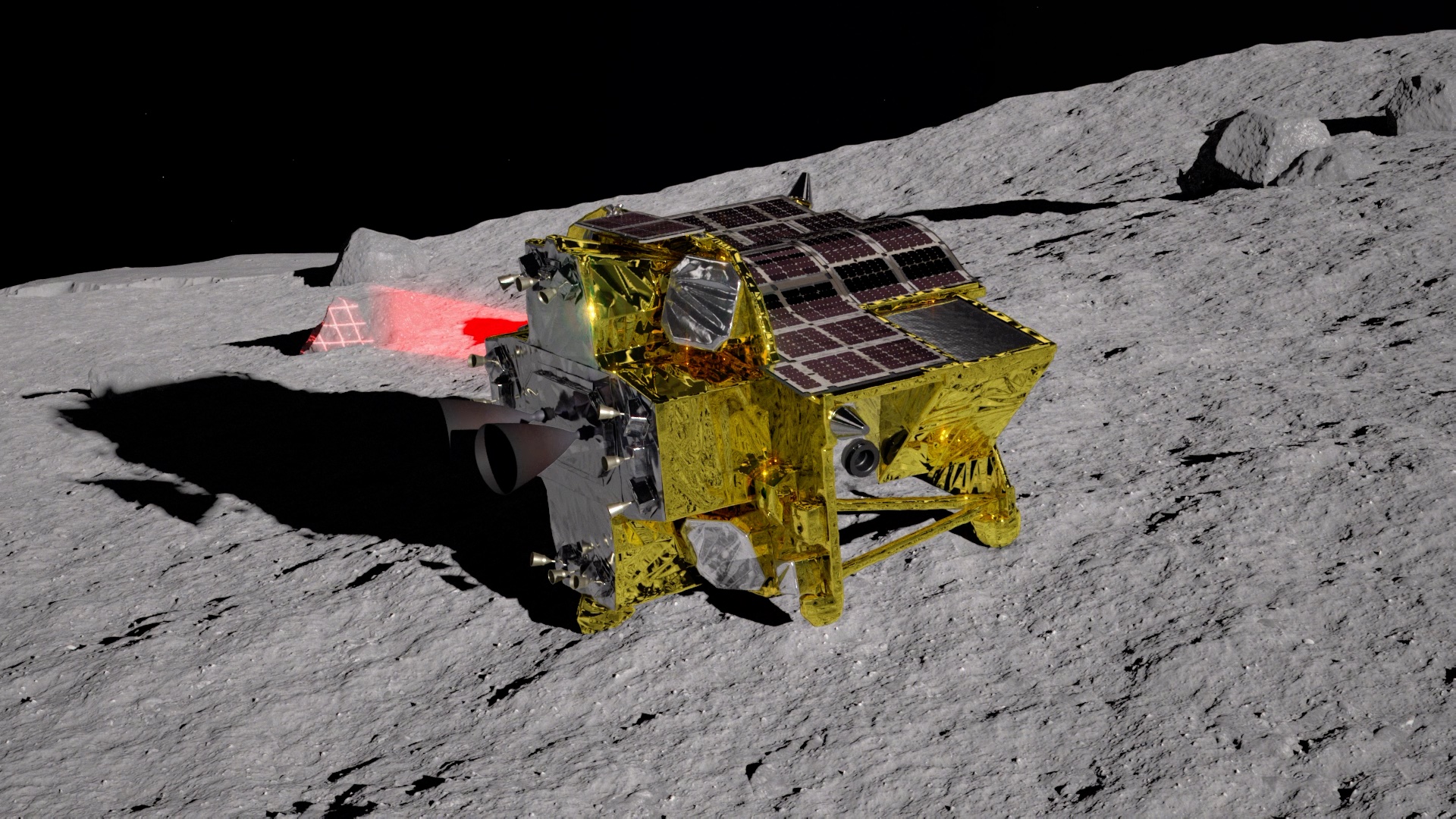 SLIMの月面着陸のイメージ図　画像提供／JAXA