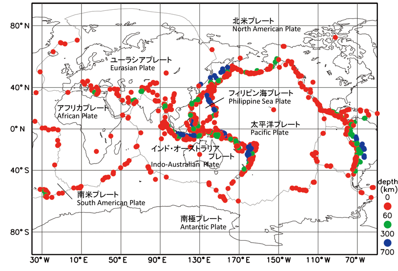 図2　世界で起きたM6以上の地震の震源地（出典／防災白書）