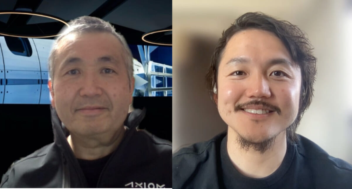 オンラインで対談を実施。若田光一さん(左)、佐々木亮さん(右)
