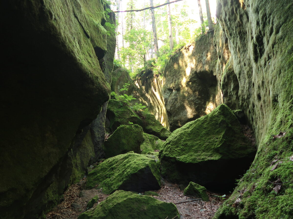奥のほうには岩が崩落した場所も。だが歩くのに大きな支障はない